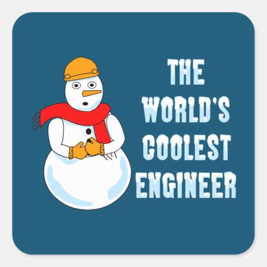 Koudste ingenieur Snowman Vierkante Sticker (Voorkant)