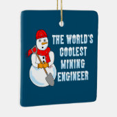 Koudste mijnbouwingenieur Snowman Keramisch Ornament (Rechts)