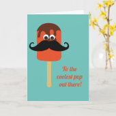 Koudste Pop hier in Funny Popsicle Mustache Blue Kaart (Gele Bloem)