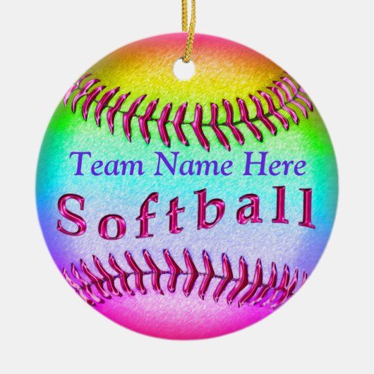Koudste Softball Ornaments Persoonlijke TEAM NAME Keramisch Ornament (Voorkant)