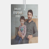Koudste Stepdad Ever Foto van papa gepersonaliseer Glas Ornament (Voorkant Rechts)