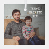 Koudste Stepdad Ever Foto van papa gepersonaliseer Glas Ornament (Achterkant)