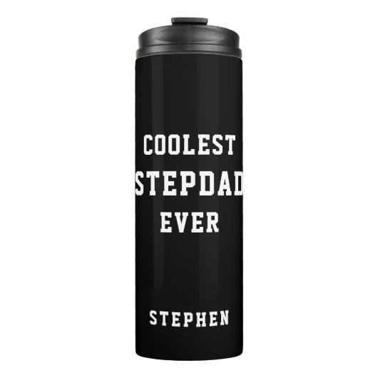 Koudste Stepdad Ever Typografie Speciaal papa Thermosbeker (Voorkant)