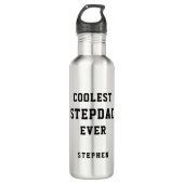 Koudste Stepdad Ever Typografie Speciaal papa Waterfles (Voorkant)