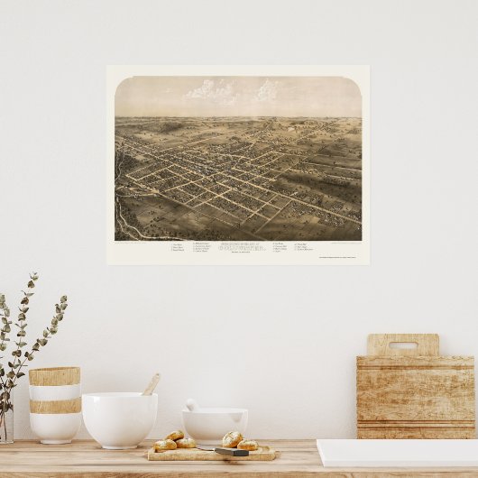 Koudwater, MI Panorama Map - 1868 Poster (Keuken)