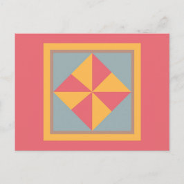 Koudwaterig Briefkaart - Pinwheels (goud/zalm)