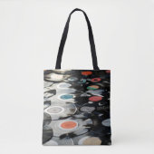 Koudzwart van vinylretro plastic tote bag (Voorkant)