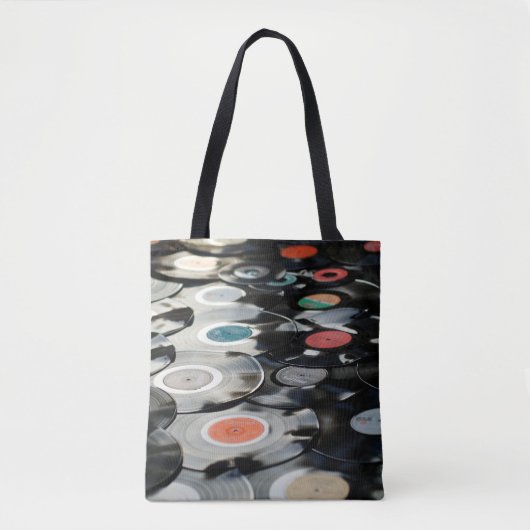 Koudzwart van vinylretro plastic tote bag (Voorkant)
