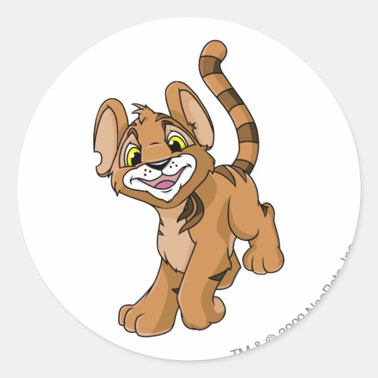 Kougra Brown Ronde Sticker (Voorkant)