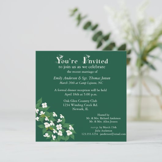 Kousa Dogwood Trouwreceptie Uitnodiging (Staand voorkant)