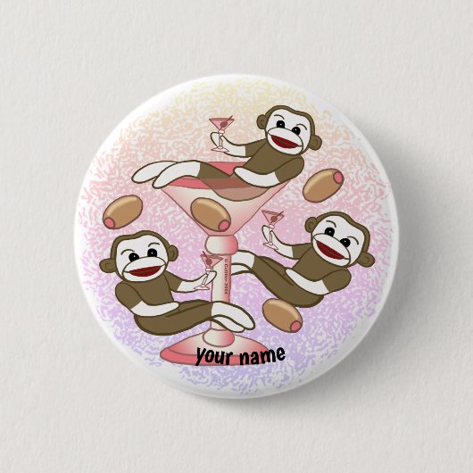 Kousen Aap Martini Ronde Button 5,7 Cm (Voorkant)
