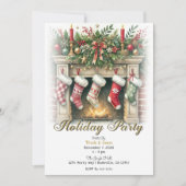 Kousen bij de open haard Kerstfeest Kaart (Voorkant)