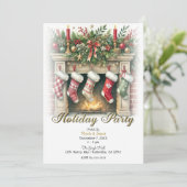 Kousen bij de open haard Kerstfeest Kaart (Staand voorkant)