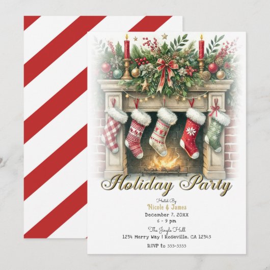 Kousen bij de open haard Kerstfeest Kaart (Voorkant / Achterkant)