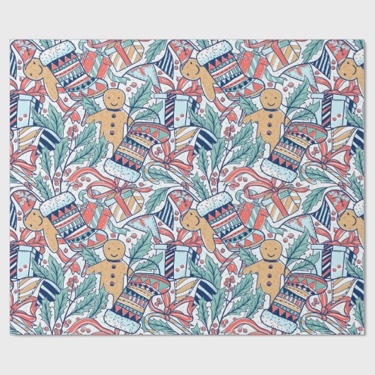 "Kousen en peperkoek mannen" Cadeaupapier (Vlak)