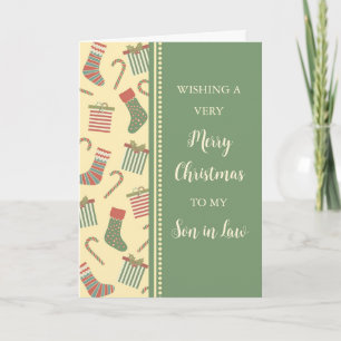 Kousen & Geschenken Zoon in de wet Vrolijk kerstfe Kaart