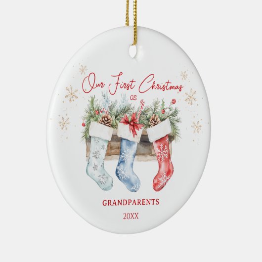 Kousen Grootouders 1e Kerstmis Keramisch Ornament (Rechts)