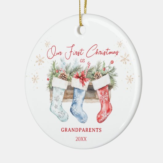 Kousen Grootouders 1e Kerstmis Keramisch Ornament (Links)