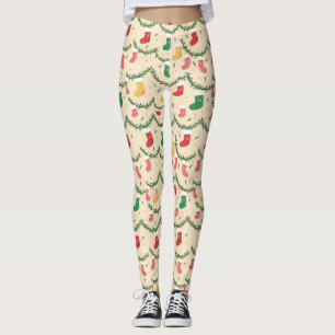 Kousen Kerst Kleding Broek - Crème Pyjama Leggings