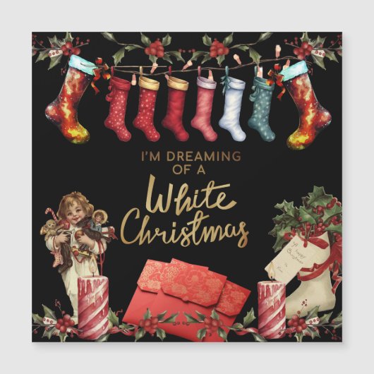 Kousen Kerstmis Hulst | Magnetische kaart (Voorkant)