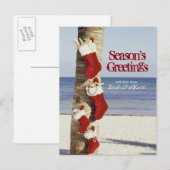Kousen op palmbomen op het strand briefkaart (Voorkant / Achterkant)