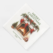 Kousen open haard Groene Kerstmis Party Servet (Hoek)