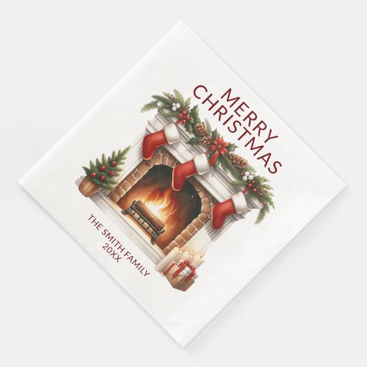 Kousen open haard rood kerstfeest servet (Hoek)