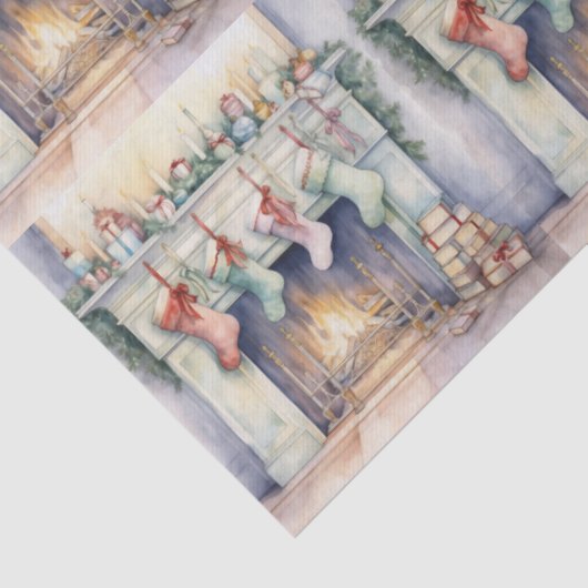 Kousen opgehangen aan het vuur tissuepapier (Detail)