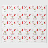 Kousen, snoepriet & Holly berry Kerstmis Cadeaupapier (Vlak)