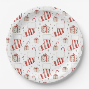 Kousen Snoepstokken Presenteert Festive Kerstmis Papieren Bordje