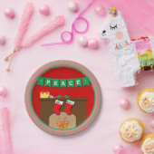 Kousen werden opgehangen door schoorsteen · 2 kous papieren bordje (Feest)