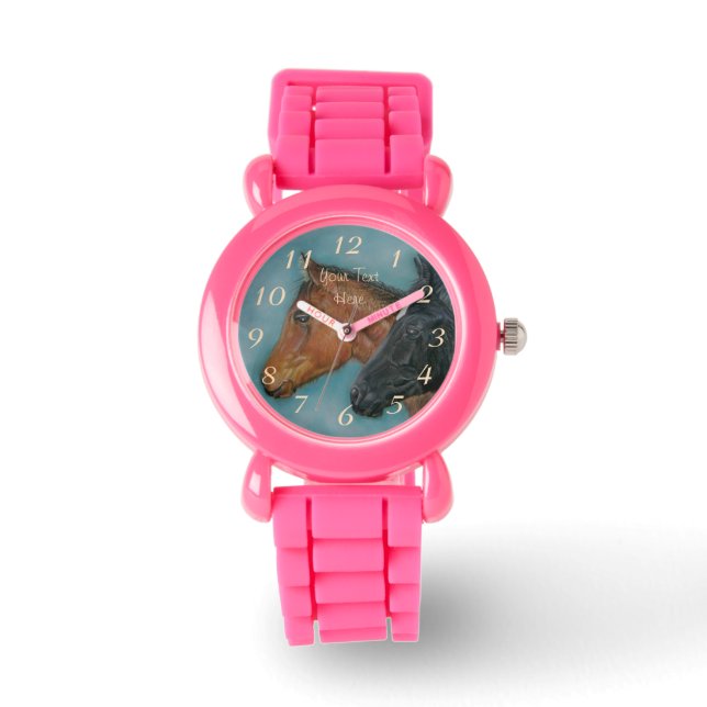 kousenportret van schattig zwart vederwild horloge (Voorkant)