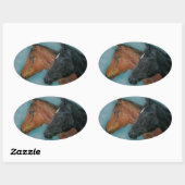 kousenportret van schattig zwart vederwild ovale sticker (Vel)