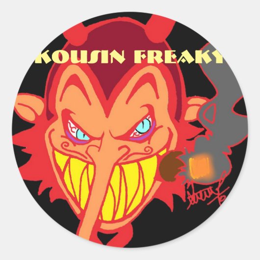 Kousin Freaky Monster Classic Round Sticker (Voorkant)