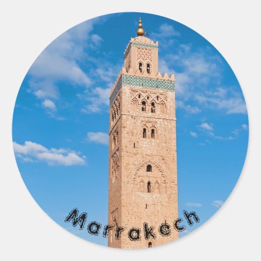 Koutoubia Mosque - Marrakech, Marokko Ronde Sticker (Voorkant)