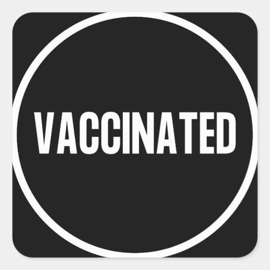 kovid, haal uw vaccinknop vierkante sticker (Voorkant)