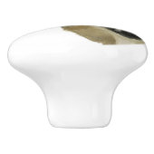 Kow Black in White Rustic Farmhouse Country Kitche Keramische Knop (Zijkant)