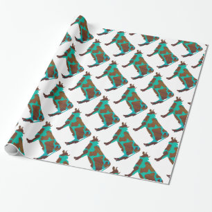 Kow Brown en Blauwgroen Silhouette Cadeaupapier