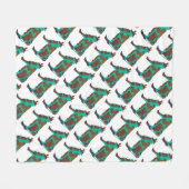 Kow Brown en Blauwgroen Silhouette Fleece Deken (Voorkant (Horizontaal))