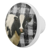 Kow Farmhouse Rustic Black in White Gingham Check Keramische Knop (Rechts)