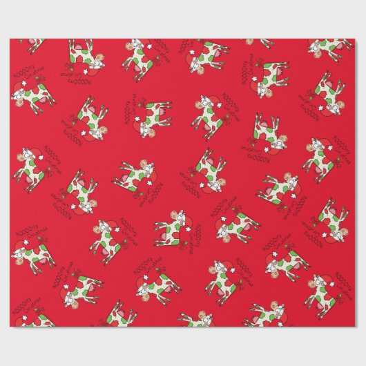 Kow Funny Cartoon kerstfeestdag Cadeaupapier (Vlak)
