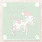 Kow Funny Cartoon kerstfeestdag Glazen Onderzetter (Achterkant)