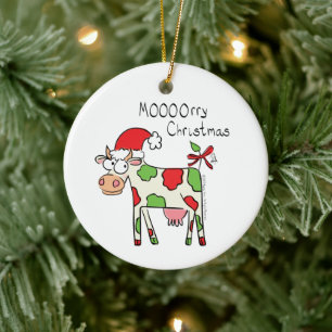 Kow Funny Cartoon kerstfeestdag Keramisch Ornament