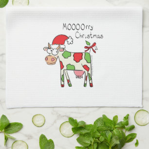 Kow Funny Cartoon kerstfeestdag Theedoek