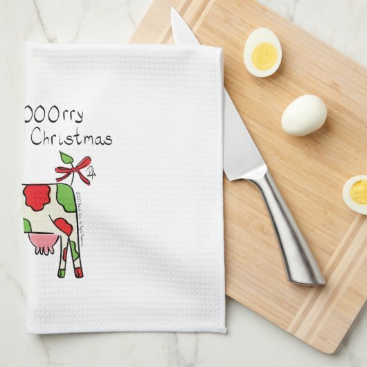 Kow Funny Cartoon kerstfeestdag Theedoek (Quarter Fold)