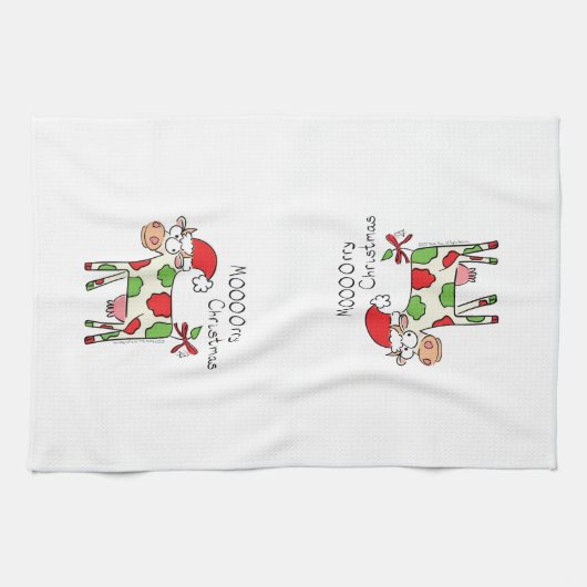 Kow Funny Cartoon kerstfeestdag Theedoek (Horizontaal)
