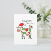 Kow Funny Cartoon Kerstmis Briefkaart (Staand voorkant)