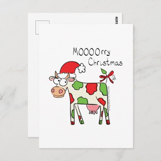 Kow Funny Cartoon Kerstmis Briefkaart (Voorkant / Achterkant)