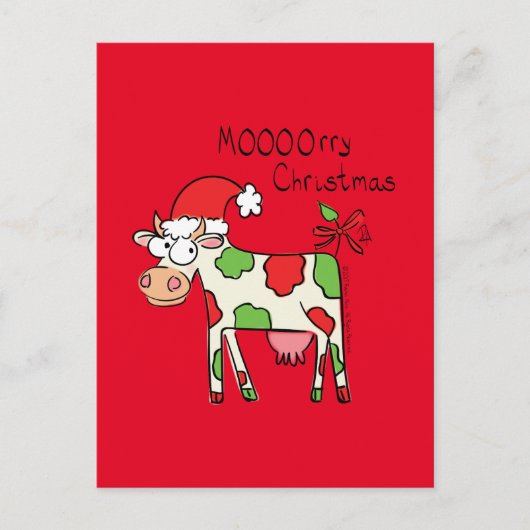 Kow Funny Cartoon Kerstmis Briefkaart (Voorkant)