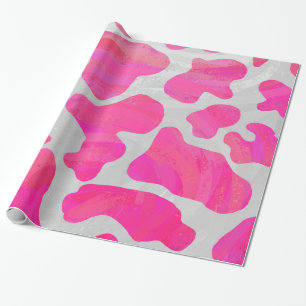 Kow Hot Pink en White Print Cadeaupapier